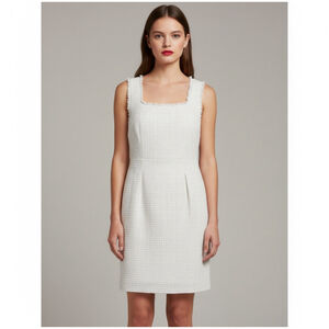 Z Spoke Zac Posen Ivory Tweed Sleeveless Square Neck Mini Sheath Dress Size 2